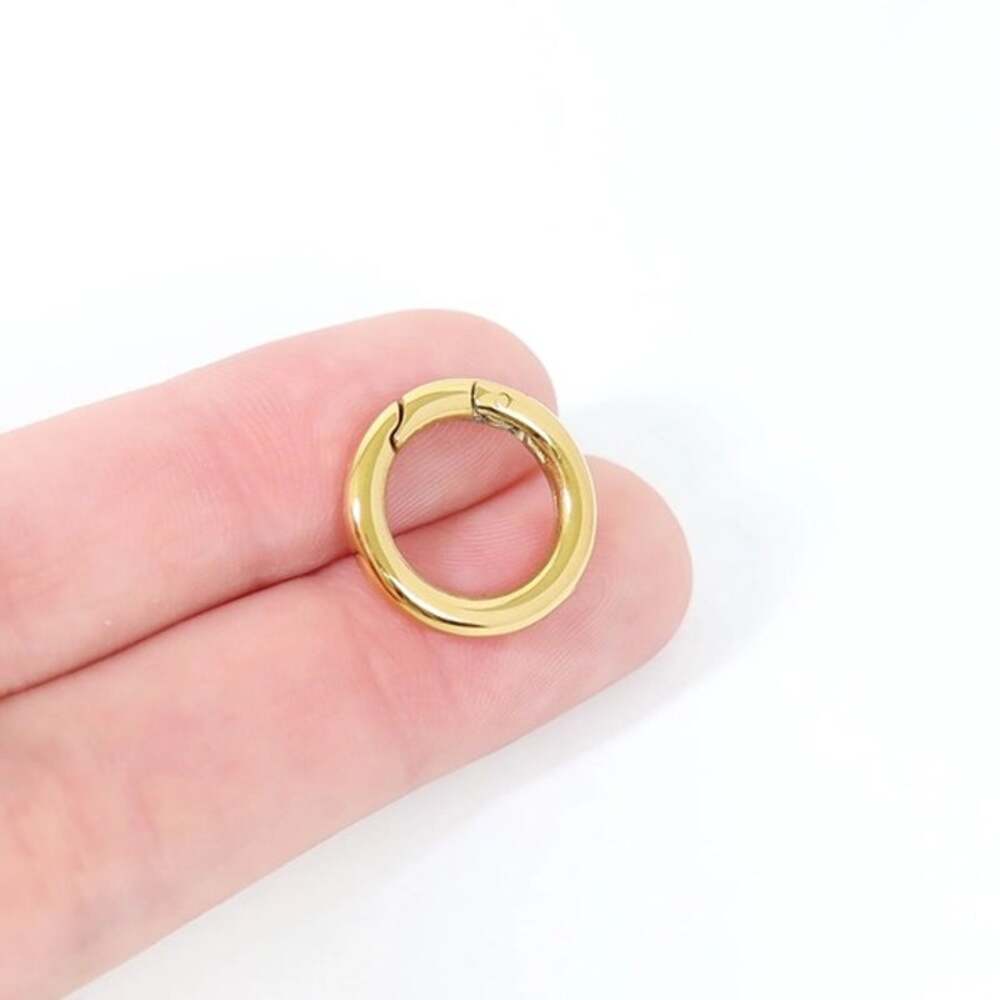 NWT 18K Gold PVD Stainless Steel Mini Circle Carabiner Clasp Tarnish Free